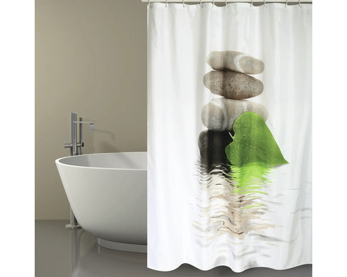 Duschvorhang MSV LINGGA Textil 180 x 200 cm grau grün schwarz weiß 149500
