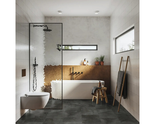 Modernes Badezimmer mit Dusche, Badewanne, Toilette und Waschbecken