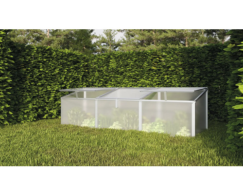 Gewächshaus aus Aluminium und Kunststoff im Garten