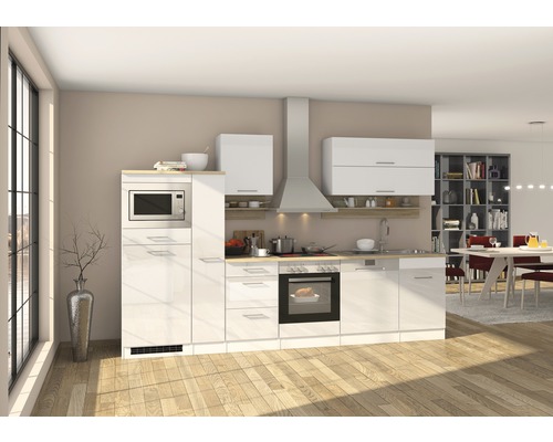 Held Möbel Küchenzeile mit Geräten Mailand 310 cm Frontfarbe weiß matt Korpusfarbe weiß zerlegt