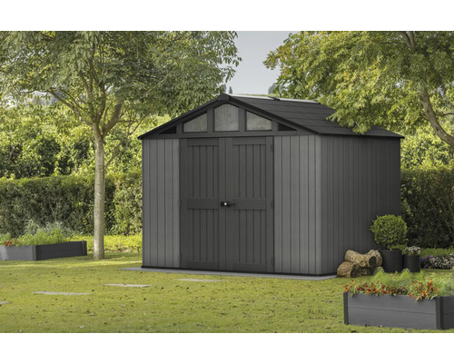 Gartenhaus Keter Stronghold mit abgerundeten Hausecken 10x8 inkl. Fußboden 305 x 243 cm Holzoptik