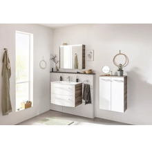 Waschtischunterschrank FACKELMANN Verona BxHxT 79,4 x 57,5 cm x 45,5 cm Frontfarbe weiß glanz Korpus Nussbaum 73101