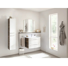 Waschtischunterschrank FACKELMANN Verona BxHxT 79,4 x 57,5 cm x 45,5 cm Frontfarbe weiß glanz Korpus Nussbaum 73101