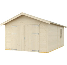 Holzgarage mit Doppeltür und Fenster