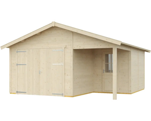 Holzgarage mit Doppeltür und Vordach