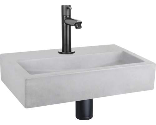 Aufsatzwaschbecken aus Beton mit Armatur