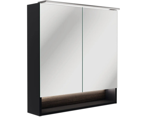 Spiegelschrank FACKELMANN B.Paris 70 x 15,6 x 71,8 cm schwarz matt 2-türig LED IP 20
