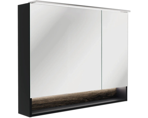 Spiegelschrank FACKELMANN B.Paris 90 x 15,6 x 71,8 cm schwarz matt 2-türig LED IP 20