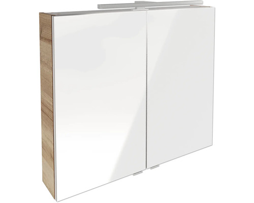 Spiegelschrank FACKELMANN B.Brillant 80 x 15,1 x 68 cm ast-eiche 2-türig LED IP 20 Spiegelschrank mit zwei Türen und Beleuchtung