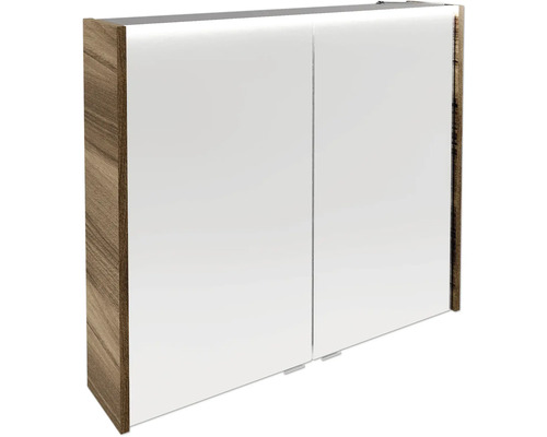 Spiegelschrank FACKELMANN Verona 80 x 16 x 68,3 cm nussbaum 2-türig LED IP 20 Badezimmerschrank mit zwei Türen und Holzstruktur