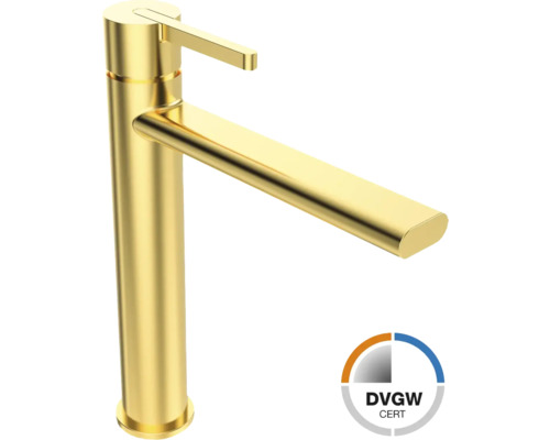 Jungborn Waschtischarmatur für Aufsatzwaschbecken LAMBDA DVGW geprüft gold matt Wasserhahn mit DVGW Zertifikat