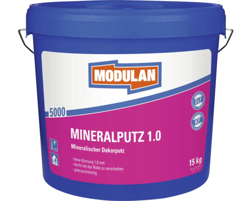 MODULAN 5000 Mineralputz 1.0 mm weiß 15 KG Eimer mineralischer Dekorputz von Modulan mit 15 Kilogramm Inhalt
