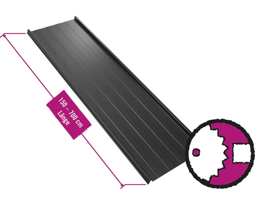 PRECIT Trapezplatte für Dach W33LR Tiefschwarz RAL 7005 Fix-Breite 548 mm x Stärke 0,5 mm (Meterware ab 150 bis max. 700 cm)