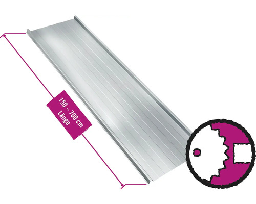 PRECIT Trapezplatte für Dach W33LR verzinkt Fix-Breite 548 mm x Stärke 0,5 mm (Meterware ab 150 bis max. 700 cm)