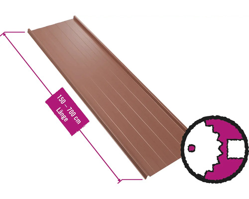 PRECIT Trapezplatte für Dach mit Antikondensationsvlies W33LV Rotbraun RAL 8012 Fix-Breite 548 mm x Stärke 0,5 mm (Meterware ab 150 bis max. 700 cm)