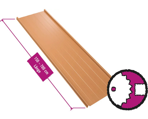 PRECIT Trapezplatte für Dach mit Antikondensationsvlies W33LV Kupferbraun RAL 8004 Fix-Breite 548 mm x Stärke 0,63 mm (Meterware ab 150 bis max. 700 cm)