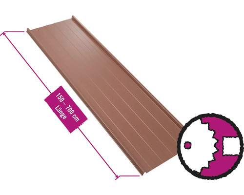 PRECIT Trapezplatte für Dach mit Antikondensationsvlies W33LV Rotbraun RAL 8012 Fix-Breite 548 mm x Stärke 0,75 mm (Meterware ab 150 bis max. 700 cm)