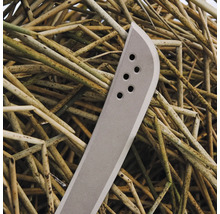 Machetenkopf vor trockenem Gras