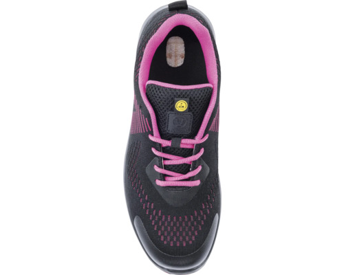 Schwarzer Sicherheitsschuh mit Schnürung und ESD-Zeichen