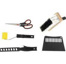 Tapetenwerkzeug-Set mit Schere, Bürste, Farbroller und Spachtel
