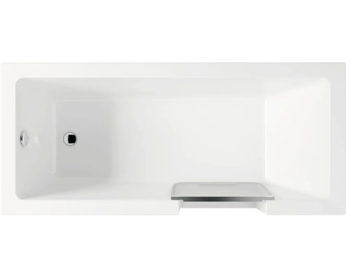 REIKA Comfort Badewanne mit Tür TOKAI links 170 x 75 cm mit Frontschürze und einer Seitenschürze weiß Rechteckige Badewanne mit Ablauf und Überlauf