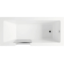 Rechteckige Badewanne von oben mit Abfluss und Überlauf