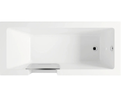 REIKA Comfort Badewanne mit Tür TOKAI rechts 180 x 80 cm mit Frontschürze und einer Seitenschürze weiß Rechteckige Badewanne von oben mit Abfluss und Überlauf