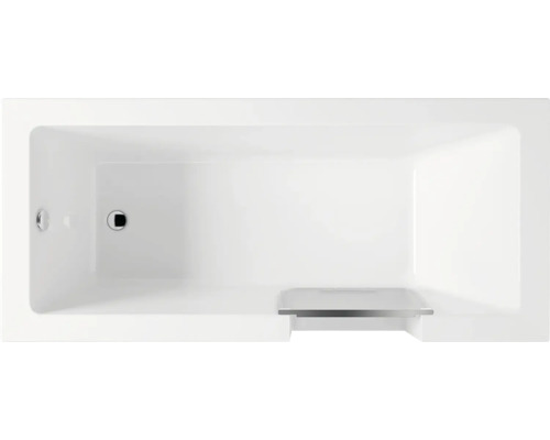 REIKA Comfort Badewanne mit Tür TOKAI links 180 x 80 cm mit Frontschürze und einer Seitenschürze weiß Aufnahme von oben einer rechteckigen Badewanne