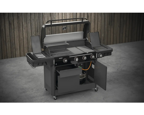 Gasgrill mit mehreren Brennern und Stauraum für den Außenbereich