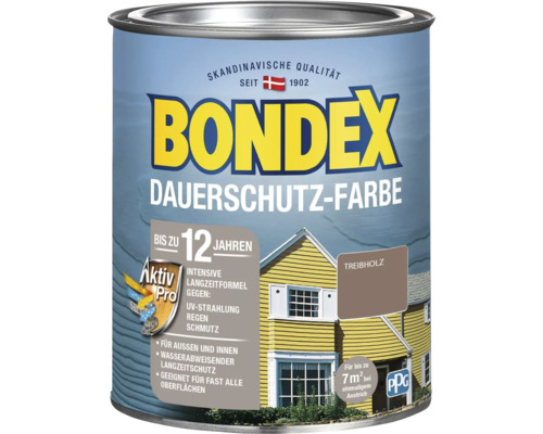 BONDEX Holzfarbe-Dauerschutzfarbe treibholz 0,75 l Bondex Dauerschutz Farbe Treibholz, Farbdose