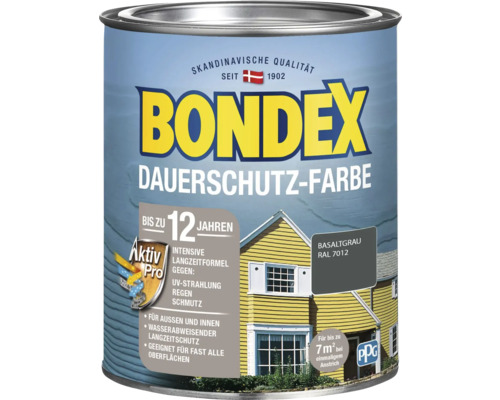 BONDEX Holzfarbe-Dauerschutzfarbe basaltgrau 0,75 l Farbeimer Bondex Dauerschutz-Farbe Basaltgrau