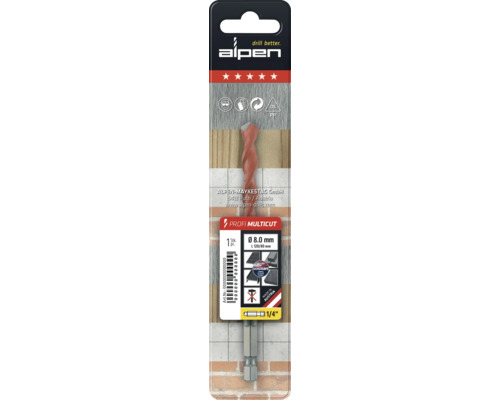 Alpen Profi Multicut Bohrer, Durchmesser 8 Millimeter