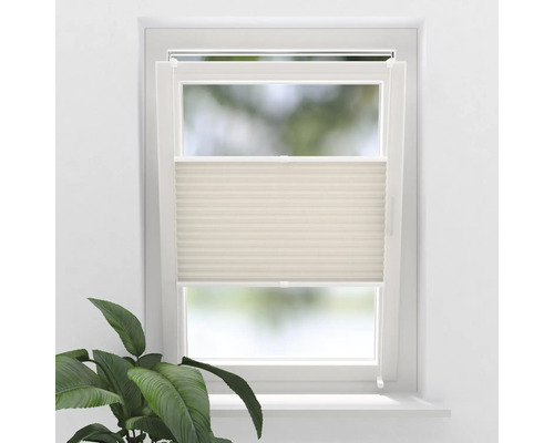 SOLUNA Faltenplissee mit Seitenverspannung ohne Bohren natur 55x130 cm Fenster mit Plissee-Rollo zur Lichtregulierung