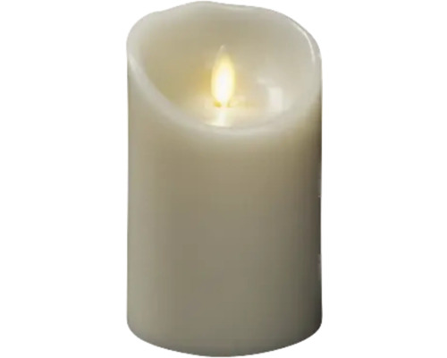 LED Echtwachskerze cremeweiß Konstsmide H 11,4 cm Lichtfarbe warmweiß inkl. Timer Dekorative LED-Kerze für den Innenbereich