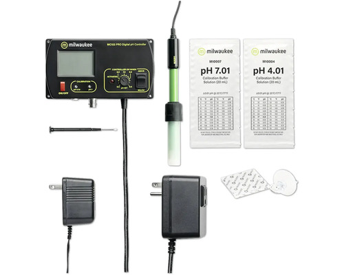 Milwaukee MC122 PRO Digital pH-Controller mit Kalibrierlösungen pH 7.01 und pH 4.01