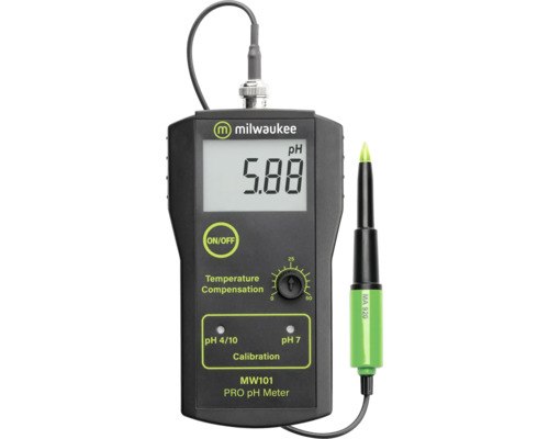Milwaukee Logo pH-Messgerät zur Temperaturkompensation mit Kalibrierfunktion und LCD-Anzeige