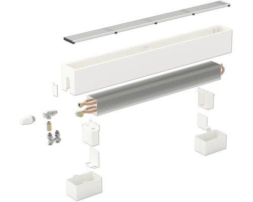 Explosionszeichnung eines Heizkörpers mit Zubehör