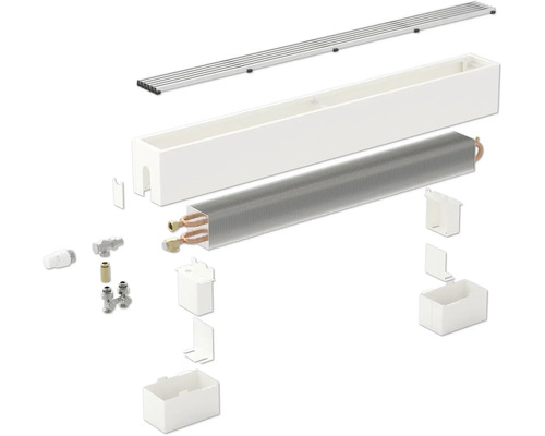 Explosionszeichnung eines Heizkörpers mit Zubehör