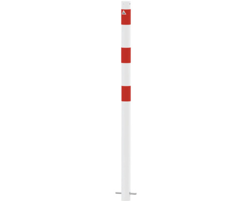 Absperrpfosten Stahlrohr Ø 60 mm x 2,5 mm ortsfest zum Einbetonieren ohne Öse weiß-rot H = 1300 mm Leitpfosten mit Warnmarkierung