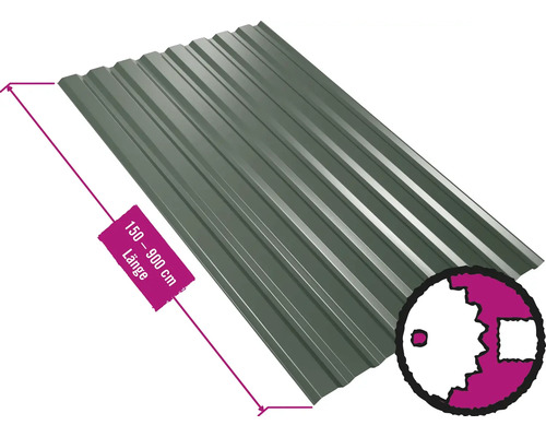 PRECIT Trapezplatte für Wand W20LA Nadelgrün RAL 6020 Fix-Breite 1135 mm x Stärke 0,63 mm (Meterware ab 150 bis max. 900 cm)