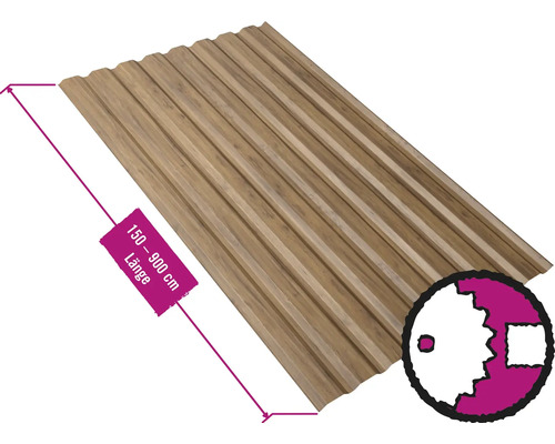 PRECIT Trapezplatte für Wand W20LA Eiche Fix-Breite 1135 mm x Stärke 0,5 mm (Meterware ab 150 bis max. 900 cm)