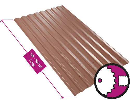 PRECIT Trapezplatte für Wand W20LA Rotbraun RAL 8012 Fix-Breite 1135 mm x Stärke 0,75 mm (Meterware ab 150 bis max. 900 cm)