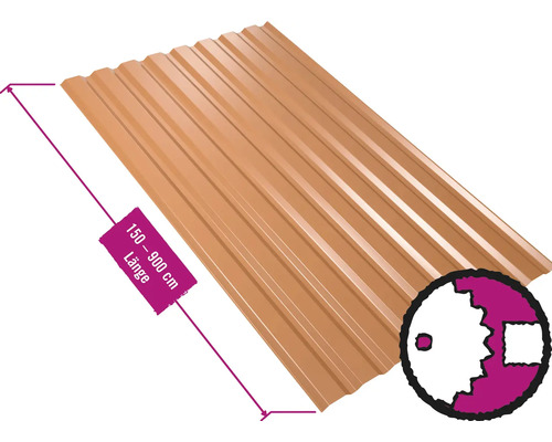 PRECIT Trapezplatte für Wand W20LA Kupferbraun RAL 8004 Fix-Breite 1135 mm x Stärke 0,75 mm (Meterware ab 150 bis max. 900 cm)