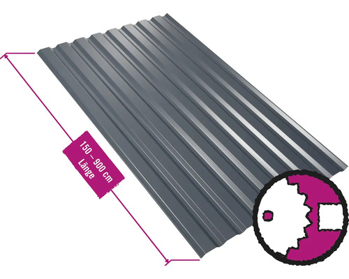 PRECIT Trapezplatte für Wand W35LA Tiefschwarz RAL 9005 Fix-Breite 1135 mm x Stärke 0,5 mm (Meterware ab 150 bis max. 900 cm)