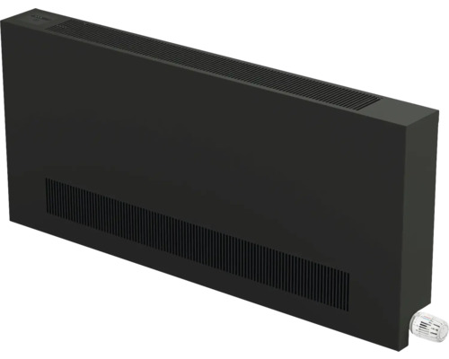 Licon Heat Wandkonvektor KORAWALL Energy WVE mit Ventilator fester Stromanschluss H 450 x L 1250 x T 110 mm schwarz matt rechts Schwarzer Heizkörper mit Thermostatventil für Heizungsanlagen