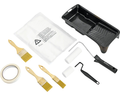 Farbpinselset mit Farbroller, Farbwanne und Abdeckband