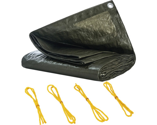 Abdeckplane mit Ösen und vier Abspannseilen