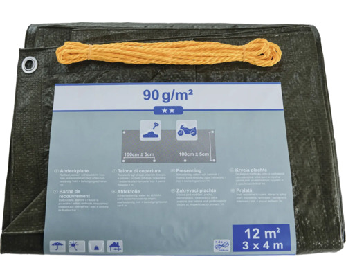 Abdeckplane mit Seil, 3 mal 4 Meter