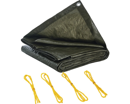 Abdeckplane mit Ösen und Spannseilen