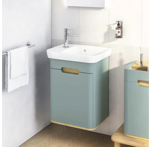 Badmöbelset VitrA Sento links BxHxT 50 x 68,5 x 37,5 cm Frontfarbe fjordgrün eiche hell mit Waschtisch Keramik weiß 65868